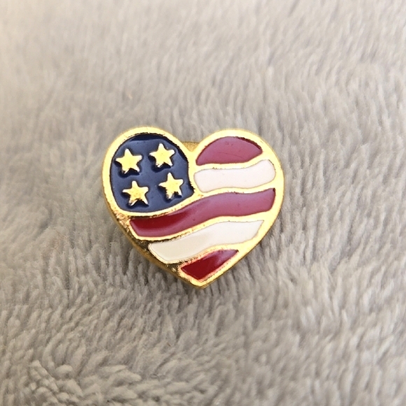 Jewelry - #157 Heart-Shaped American Flag Pin